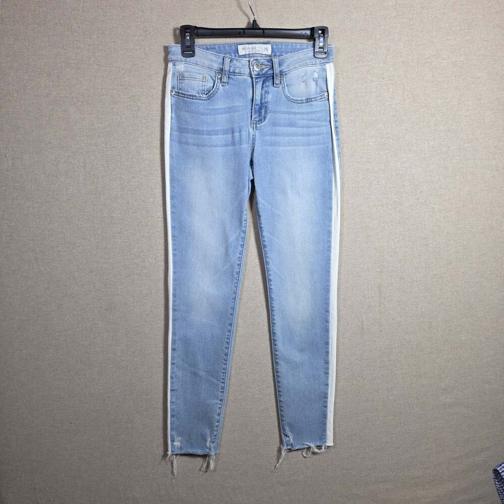Miss Me Jeans side stripe Womens 25 light Wash Mid Rise ankle Skinny Stretch